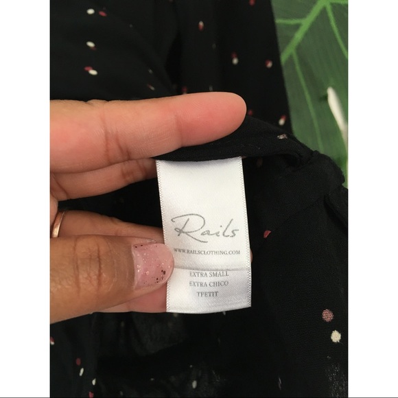 Rails Blouse Polka Dot Ruffle Black Extra Small - Picture 7 of 13